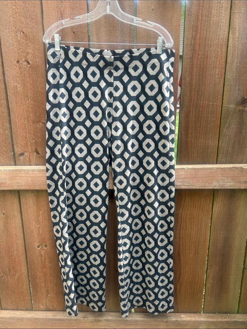 Alembika Abstract Print High Waist Grey Black Pants Size 4